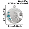 Detailed view of sun and moon pendant with blue crystals and measurement specs - Silver (S3172-S-Z)