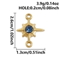 Macro view of gold four-pointed star pendant with blue gemstone and dimension markers - Gold-Dark Blue Rhinestone (S3178-G-Dark Blue)