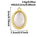 Gedetailleerde afmetingen van ovale schelphanger met roestvrijstalen rand voor DIY - Gouden Frame-Wit Parelmoer (S3223-G-W)