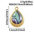 Detailed view of teardrop abalone shell pendant with weight and size specifications - Gold Abalone Shell Style (S3243-G-B)