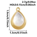 Detailed view of teardrop pendant with white shell and gold frame including dimensions - Gold White Mother of Pearl Style (S3243-G-W)