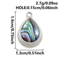 Detail view of teardrop stainless steel pendant with colorful abalone shell inlay - Silver Abalone Shell Style (S3243-S-B)
