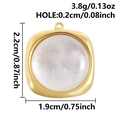 Dimensiones detalladas del colgante cuadrado dorado con nácar para creación de joyas DIY - Marco Dorado - Nácar Blanco (S3253-G-W)