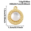 Macro view of 18k gold plated round pendant with pearl showing dimensions and weight - Gold Base White Mother of Pearl Beaded Edge (S3251-G-W)