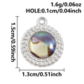 Dimensions détaillées du pendentif rond en acier inoxydable avec incrustation de nacre - Base Argentée Coquille d'Abalone Bordure Perlée (S3251-S-B)