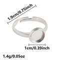 Adjustable silver stainless steel ring base with 10mm flat round gemstone tray for DIY - J964-S / 10mm / Silver