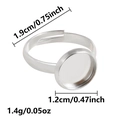 Silver stainless steel adjustable ring base with 12mm flat round tray for DIY jewelry - J965-S / 12mm / Silver