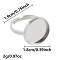 Adjustable silver stainless steel ring base with round flat blank tray for DIY jewelry - J968-S