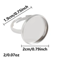 Adjustable silver stainless steel DIY ring base with 2cm round tray setting for jewelry - J969-S