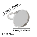 Adjustable silver stainless steel ring base with 2.2cm cabochon setting for DIY jewelry - J970-S