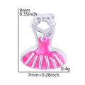 Pink enamel ballerina tutu charm pendant in silver metal for DIY floating locket sets - Ballet Tutu Style (F244)