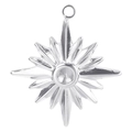 Pendentif étoile en acier inoxydable argenté avec pierre centrale et fini brillant - Acier