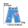 Blue denim pants charm for floating locket with heart and star patterns, 8mm size - Jeans Style (F289)