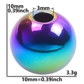 Macro shot of 10mm rainbow plated stainless steel spacer bead with 3mm hole details - Rainbow-10mm