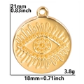 Polished stainless steel evil eye sunburst pendant 18mm round charm for jewelry making - Gold