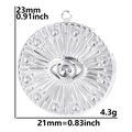 Vista dettagliata del ciondolo occhio in acciaio inossidabile con dimensioni 23x21 mm - Argento