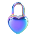 Rainbow iridescent heart-shaped stainless steel padlock pendant with a vibrant metallic finish - Colorful