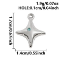 Polished stainless steel four-pointed star pendant with blue gemstone for DIY jewelry - Silver-Sky Blue Rhinestone (S3177-S-Sky Blue)