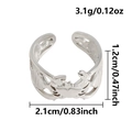 Anillo abierto cangrejo océano plata con patrones laterales huecos y dimensiones detalladas - Cangrejo (J1021-S) / Plateado