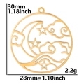 Detailed view of gold celestial pendant measuring 30mm height with star and moon motifs - Pendant Only / Gold