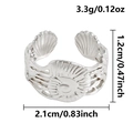 Silver ocean seashell open ring with hollowed relief texture weighing 3.3g - Conch (J1026-S)