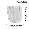 Silver wavy textured ring showing dimensions 2.6cm by 2.1cm and weighing 8.3 grams - Shell (J1027-S)