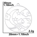 Detailed size chart of star and moon pendant with dimensions 30mm height and 28mm width - Pendant Only / Steel