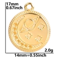 Detalle de colgante de planeta dorado con relieve de estrella y medidas de 17mm x 14mm - Dorado