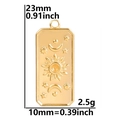 Détail du pendentif céleste en acier doré montrant les dimensions 23x10mm et le poids 2,5g - Or