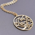 Golden stainless steel necklace featuring a hollow celestial moon and stars pendant - Necklace Set / 50cm / Gold