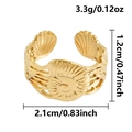 Gold bohemian shell and sunburst open ring with measurements 2.1cm width and 1.2cm height - Conch (J1026-G)