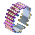 Rainbow striped titanium steel open ring with luxury colorful metallic gradient finish - Rainbow