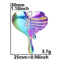 Detailed size parameters of the heart-shaped melt pendant with rainbow finish and rib design - Pendant Only (Without Chain) / Rainbow