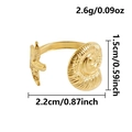Golden starfish and conch seashell open ring with starfish and seashell charms - Conch (J1029-G)