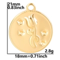 Pendentif tulipe en acier inoxydable doré poli avec relief et diamètre de 18 mm - Pendentif Uniquement / Or