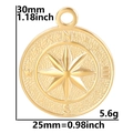 Goldener Edelstahl Kompass-Anhänger mit graviertem Stern und Richtungsbuchstaben - Nur Anhänger (Ohne Kette) / Gold