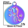 Détails et dimensions d'un pendentif tulipe en acier inoxydable arc-en-ciel - Pendentif Uniquement / Arc-en-ciel