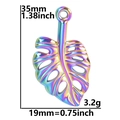 Pendentif feuille Monstera arc-en-ciel dimensions 35mm hauteur et 19mm largeur DIY - Pendentif Uniquement / Arc-en-ciel