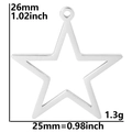 Makro-Detail des sternförmigen Edelstahlanhängers mit genauen Maßen und Gewicht - Nur Anhänger (Keine Kette) / Silber