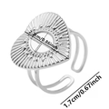 Detail eines Herzrings aus 304 Edelstahl mit Streifenmuster und DIY-Fassung - Sonnenstrahl Herz Basis (J572 Stahlfarbe)