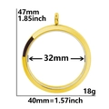 Golden 40mm stainless steel round glass locket pendant with dimensions and weight info - Smooth 40 (Gold)