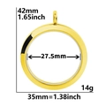 Polished golden stainless steel round glass locket pendant with dimensions shown - Smooth 35 (Gold)