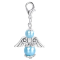 Detail of blue pearl angel pendant with silver wings and lobster clasp for DIY gifts - Blue (22553-1)
