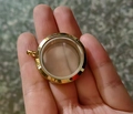 Pendentif locket flottant rond doré poli avec verre transparent pour bijoux DIY - Poli (Or) / 25mm