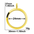Golden round stainless steel glass locket pendant with dimensions and weight specs - Smooth 30 (Gold)