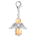 Detailed view of angel wing pendant with golden beads and silver lobster clasp accessory - Orange (22553-3)