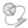 Makro-Detail der verstellbaren 304 Edelstahl Ringbasis mit Maßen für DIY-Schmuckherstellung - Silber (J686-S)