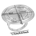 Detailed measurement view of a silver oval ripple ring with adjustable band specifications - Hammered Concentric Base (J717 Steel Color)