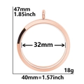 Rose gold stainless steel round glass locket pendant with dimensions 40mm and 18g weight - Smooth 40 (Rose Gold)