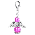 Detailed macro view of an angel charm with pink pearls, silver wings and lobster clasp - Rose Red (22553-9)